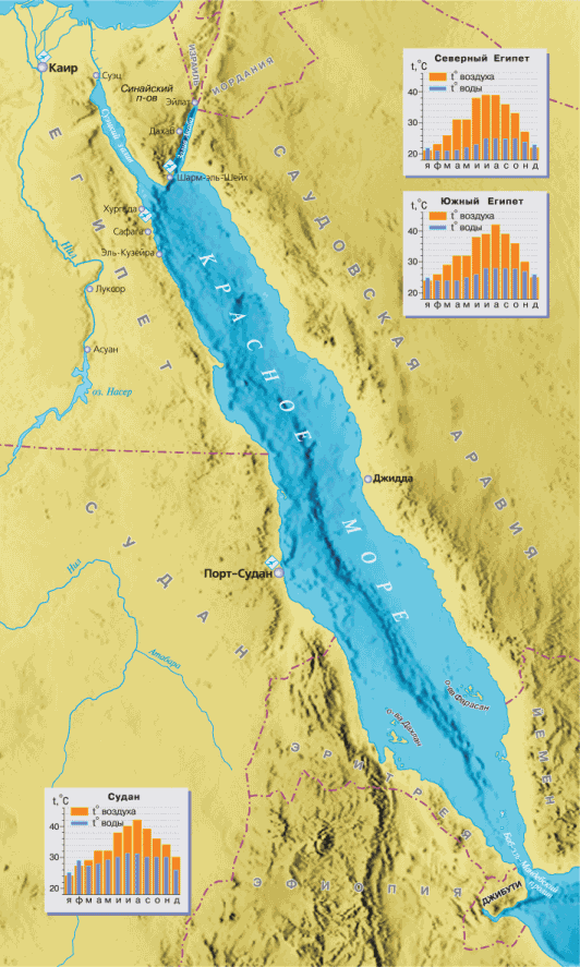 Карта глубины красного моря